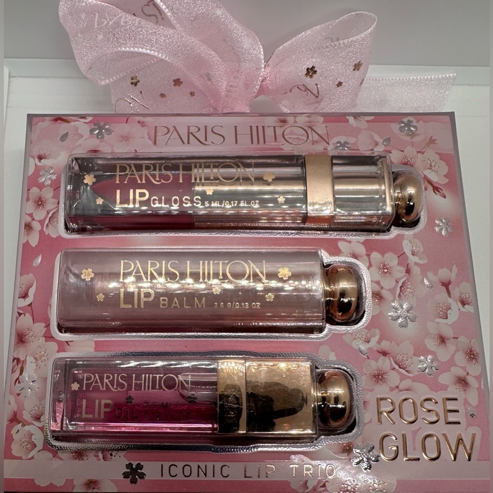 ๐ NEW Paris Hilton Iconic Lip Trio - Rose Glow Set โจ NIB